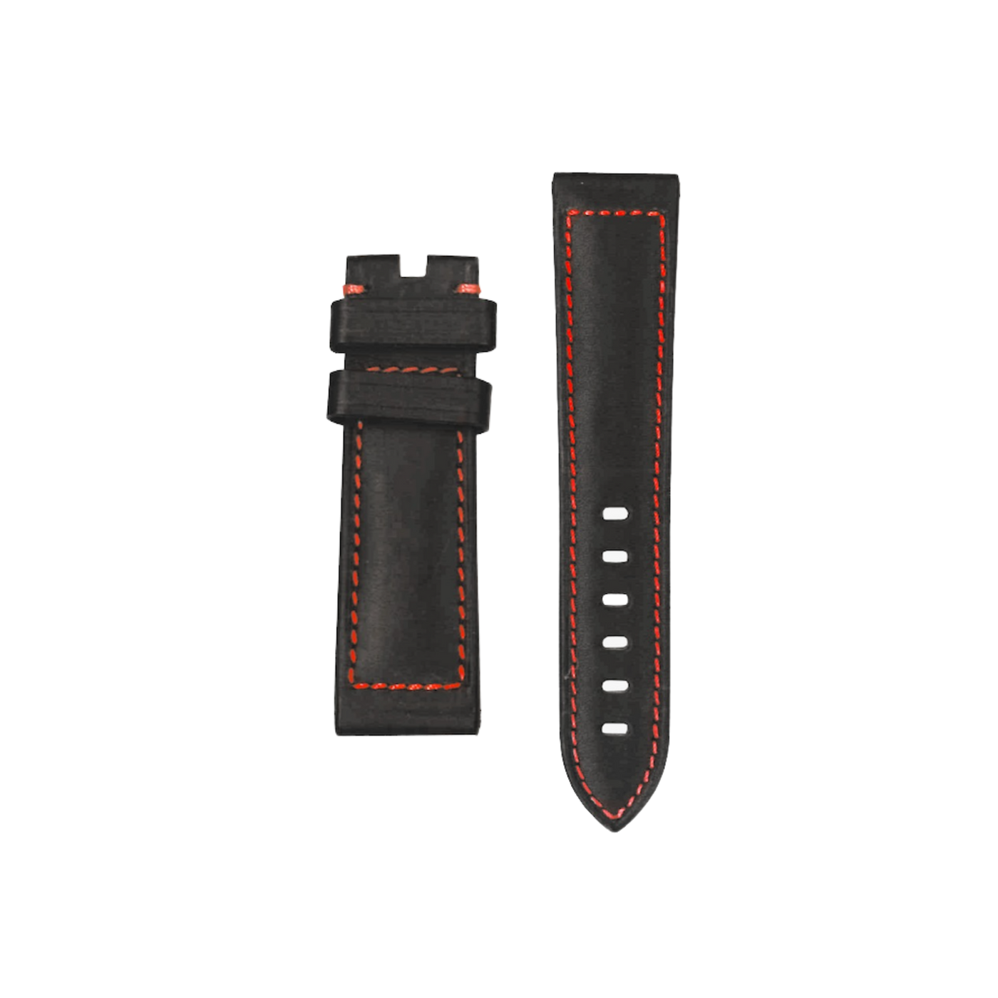 BLACK & RED STICHES LEATHER STRAP - BRAL94B